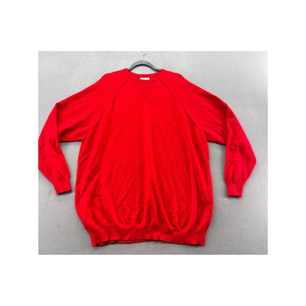 VTG McCulley's Sweater Mens XL Red 100% Pure Cashmere Crew Neck Scotland